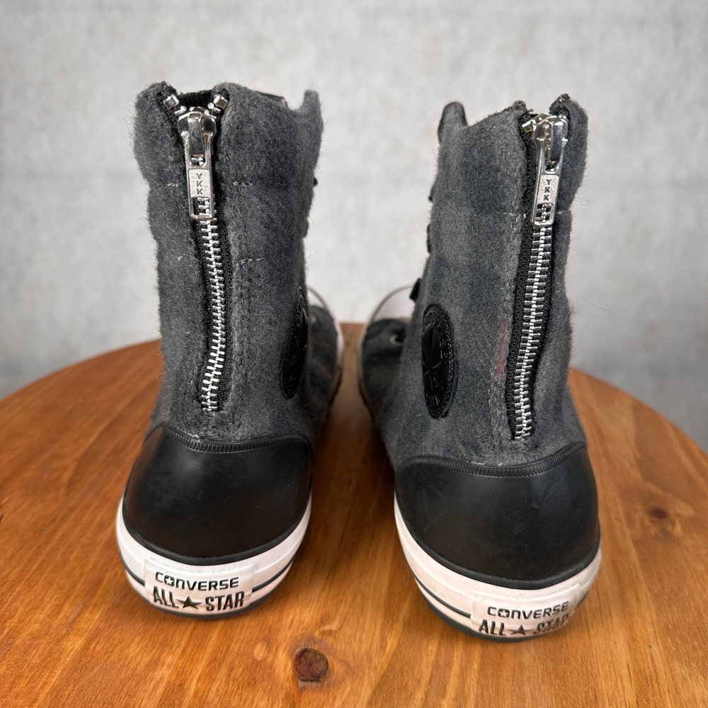 Converse Woolrich Chuck Taylor Boots Women 9.5 Grey Wool Good 549686C Back Zip - Picture 6 of 13